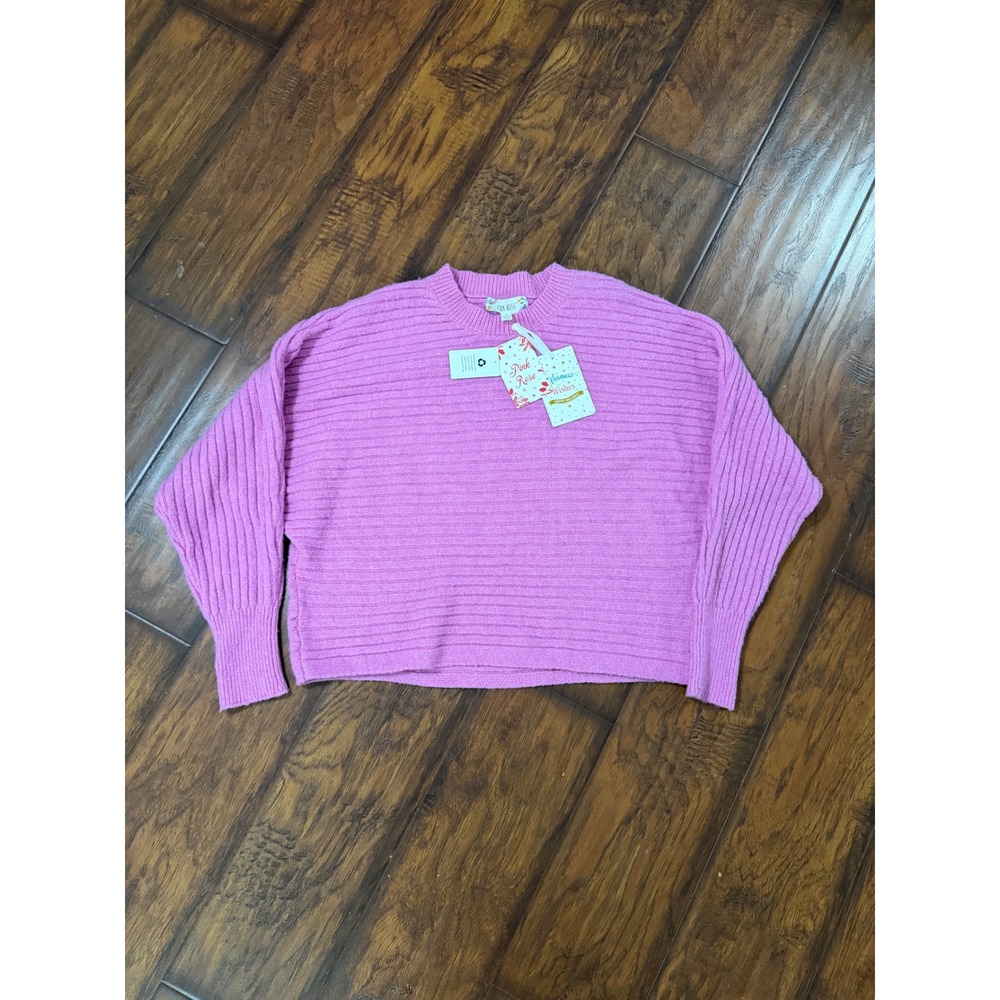 Pink Rose Women's Large Orchid Pink Ribbed Oversized Dolman Sweater New